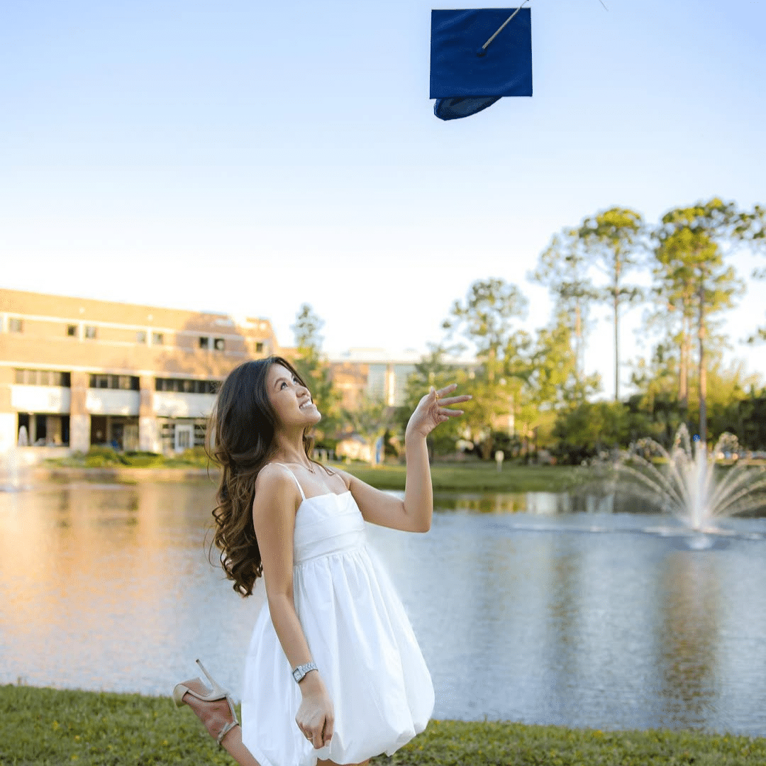 Graduation cap toss, graduation dresses, graduation cap toss.